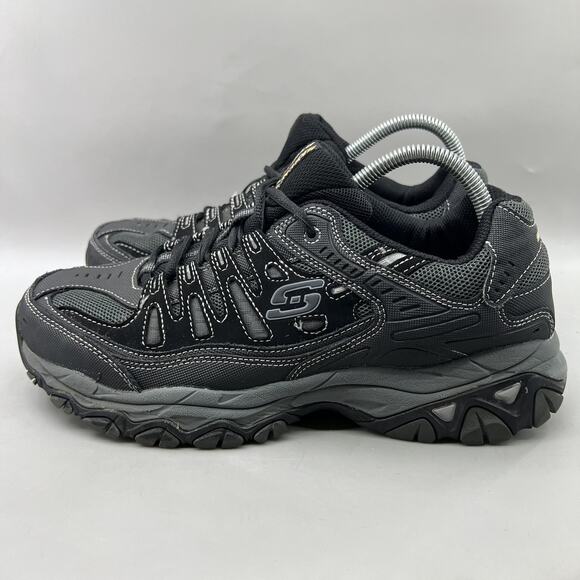 Skechers Afterburn Memory Foam Shoes Men Size 9.5 Black Gray Trail Low Sneakers - Picture 3 of 8